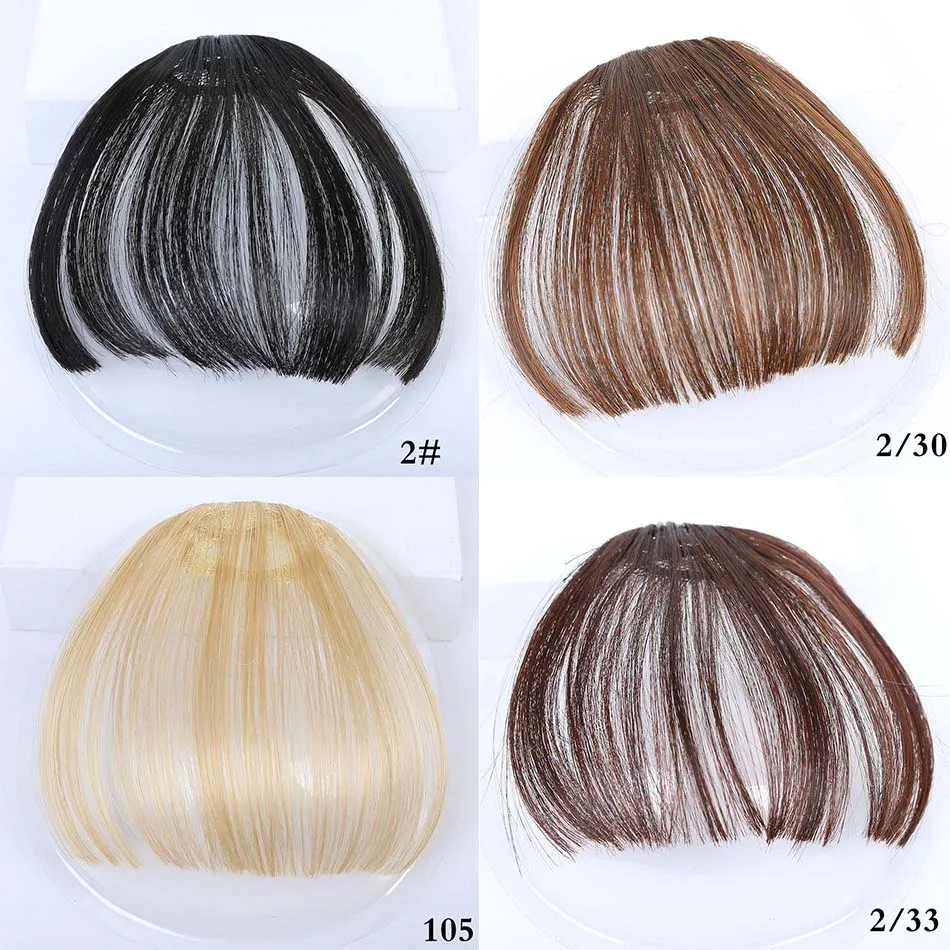 Xuanguang preto marrom loira falso franja grampo em extensъyes de cabelo franja com fibra sinttetica de alta temperatura