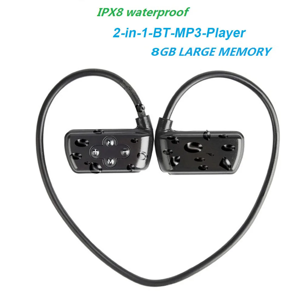 

sports Bluetooth earphone Waterproof Swimming Headset with Mic 8GB MP3 Player Wireless Bluetooth 5.0 earphone headset