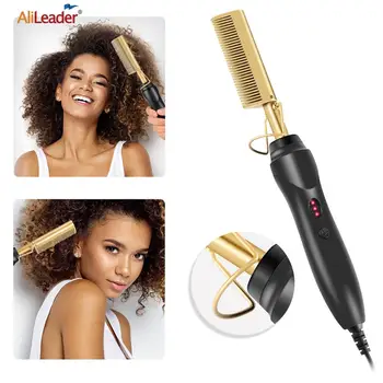 

Alileader 2 In 1 Hot Comb Curler And Straightener Eletric Hair Brush Wet And Dry Hair Use Curling Iron Straightening Hair Brush
