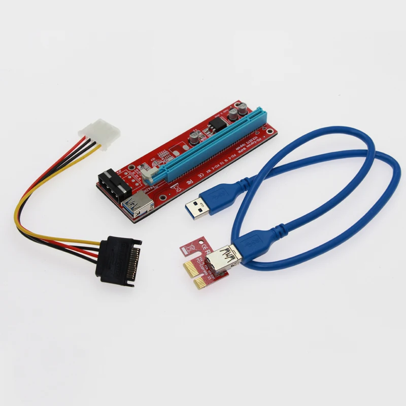 Riser VER006 PCI-E Riser Card 006 PCIE 1X to 16X Extension Adapter 60CM USB 3.0 Cable SATA 4Pin Molex Power for BTC Miner Mining Riser VER006 PCI-E Riser Card 006 PCIE 1X to 16X Extension Adapter 60CM USB 3.0 Cable SATA 4Pin Molex Power for BTC Miner Mining