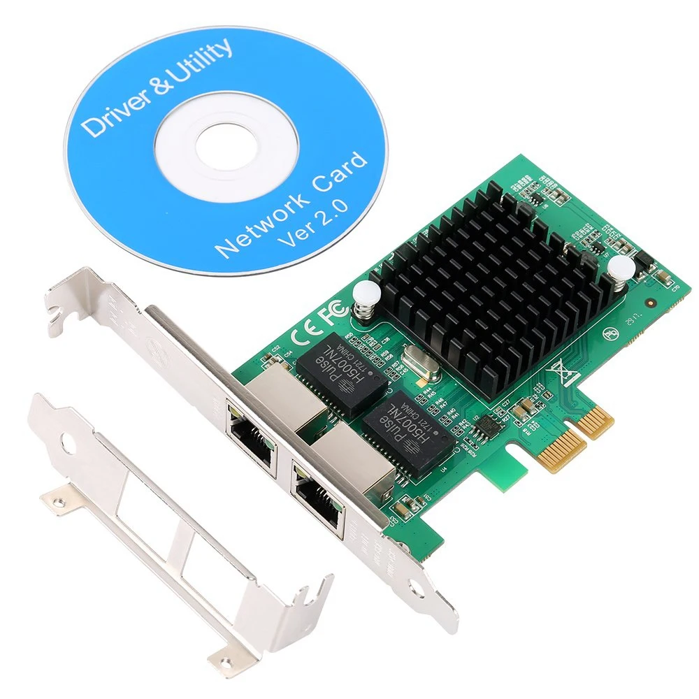 Gigabit Ethernet Pci-E сетевой контроллер карты 10/100/1000 Мбит/с, Rj45 X2 двойной 2 порта Pcie сервер сетевой интерфейс карты Lan адаптация