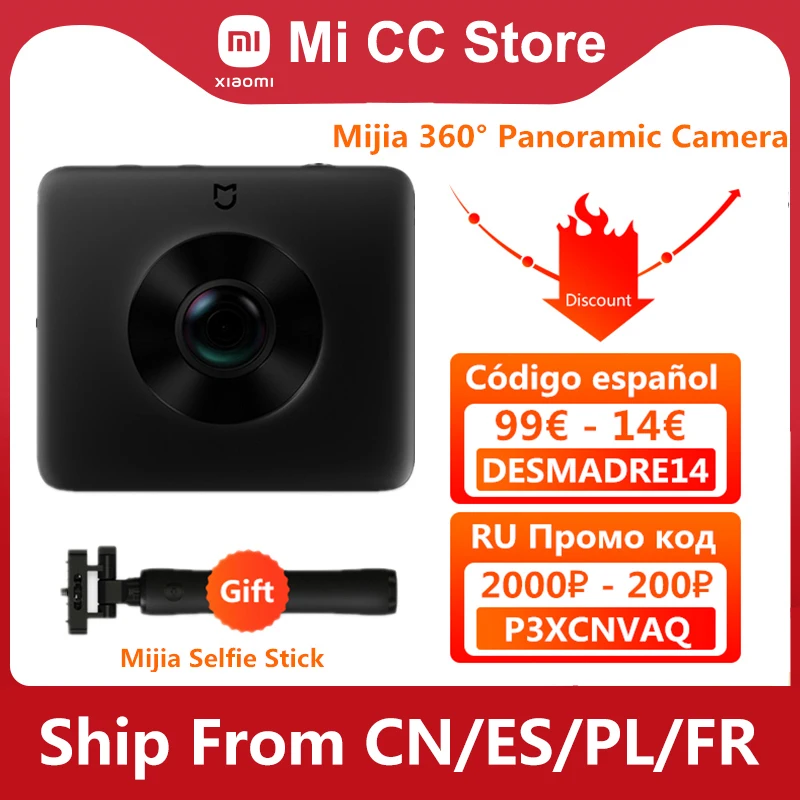 Xiaomi-minicámara panorámica Mijia 360 °, videocámara deportiva IP67 3,5 K, grabación de vídeo, clasificación de cámara, WiFi, Bluetooth