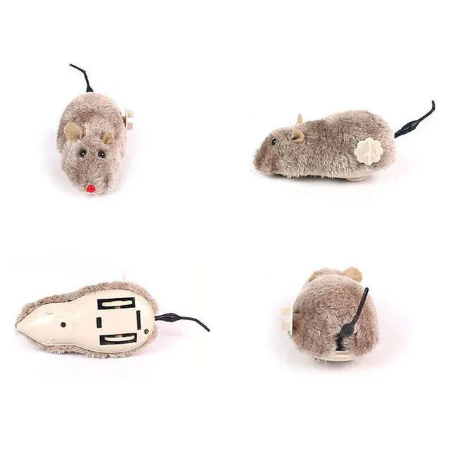 Hot Creative Funny Clockwork Spring Power Plush Mouse Toy Cat Dog Playing Toy Mechanical Motion Rat Pet Accessories 4