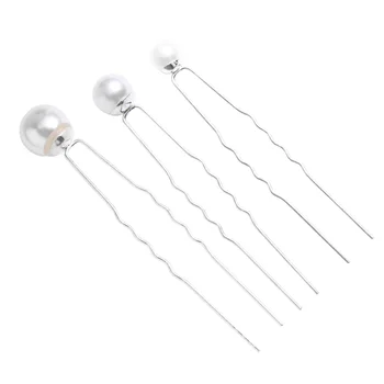 

60pcs Bridal Pearl Hairpins Pearl U-shaped Pins Updo Fixing Clips Wedding Hair Decorations