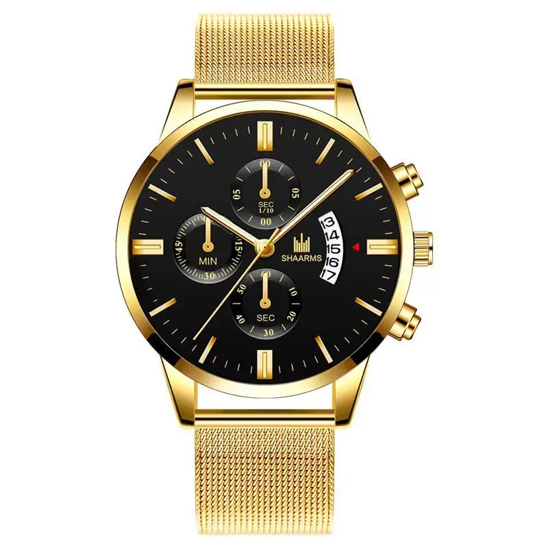 E Модные мужские военные спортивные часы с черным сетчатым ремешком, кварцевые часы из нержавеющей стали, роскошные мужские наручные часы с датой, Relogio Masculino - Цвет: E