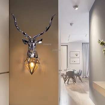 

American Decor Deer Sconces Lighting Modern Beside Bedroom Wall Lamp Nordic LED Creative Wall Lamps Aisle Light Fixtures