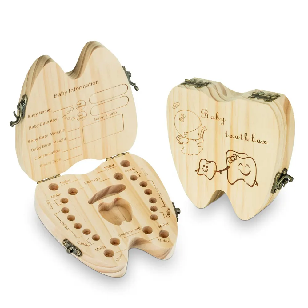 Caja de madera para guardar dientes de bebé, organizador de Lanugo Umbilical, para guardar dientes de leche, regalo para recuerdos