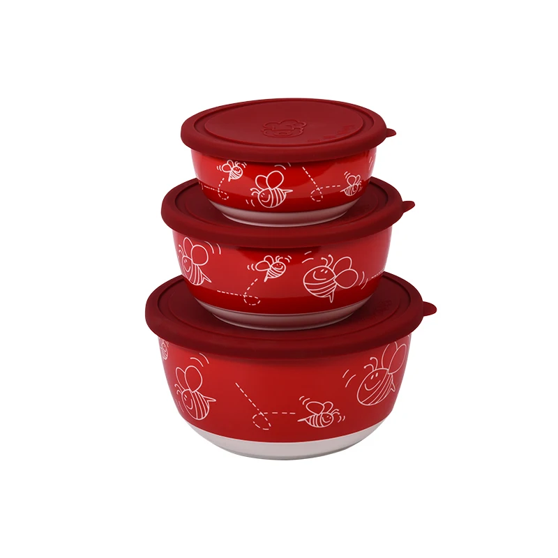 Set of ceramic salad-bowls with lids Oursson BS4087RC/RD of a series CERAMMIC& SILICONE
