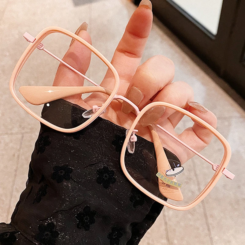 Gafas cuadradas de aleación Vintage para mujer, anteojos de ordenador con luz azul, elegantes, de gran tamaño, Color caramelo, para miopía femenina|Las mujeres gafas de Marcos| - AliExpress