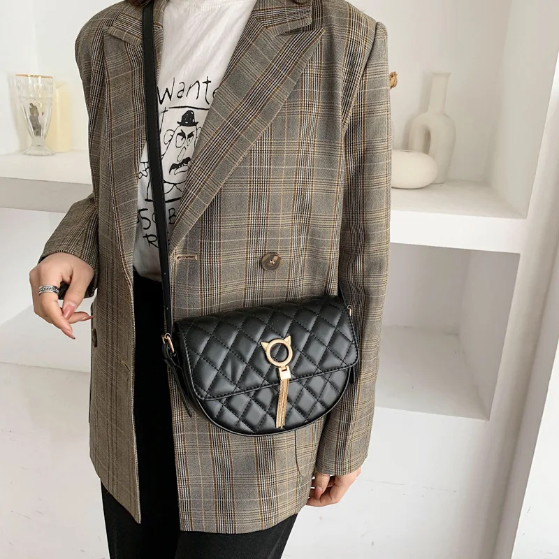 

New Arrival Mini Shoulder Bag with Cat Design INS Super Fire Versitile Fashion Shoulder Rhombus Spiraea Small Bag Bags