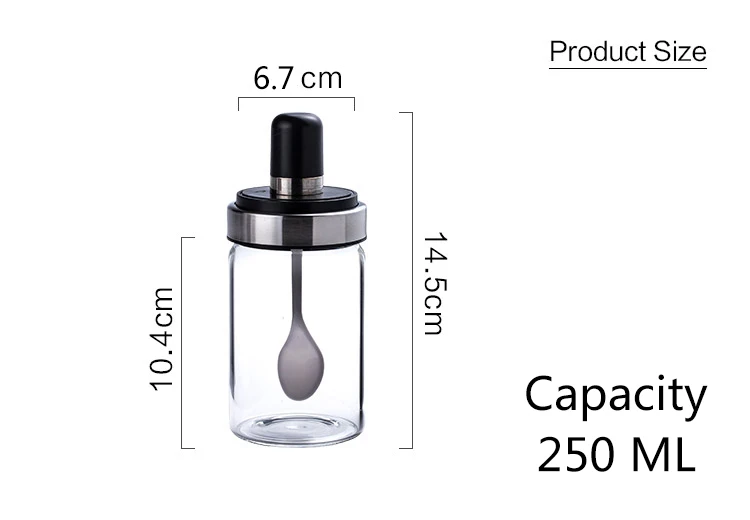 Высокая воздухонепроницаемая банка из боросиликатного стекла, контейнеры для специй, бутылка для приправ, соль, перец, приправа для хранения, горшок для специй с крышкой-ложкой
