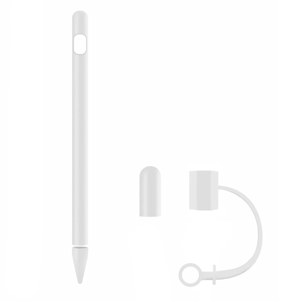 Однотонный Мягкий силиконовый чехол для Apple Pencil, Совместимый Чехол для iPad, планшета, стилус, защитный чехол - Цвета: White