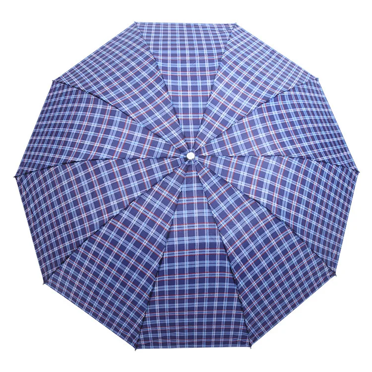 

Manufacturers Wholesale 10 Bone Hot Selling Business Plaid Customizable Men Three Fold Folding Umbrella