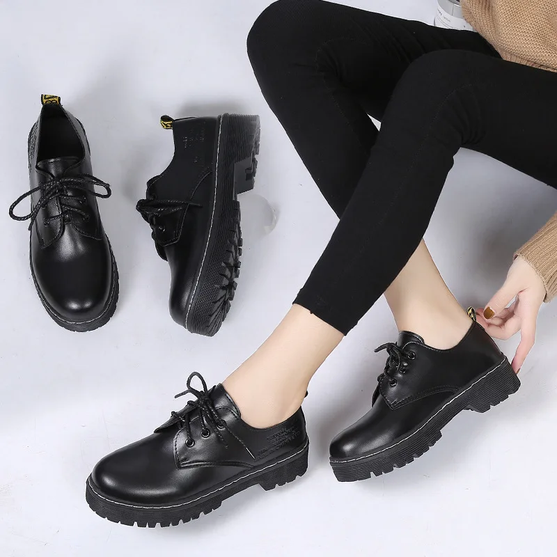

England Small Leather Shoes Women's 2019 Spring New Style Students Korean-style Versatile Thick Bottomed College Style Casual Sh
