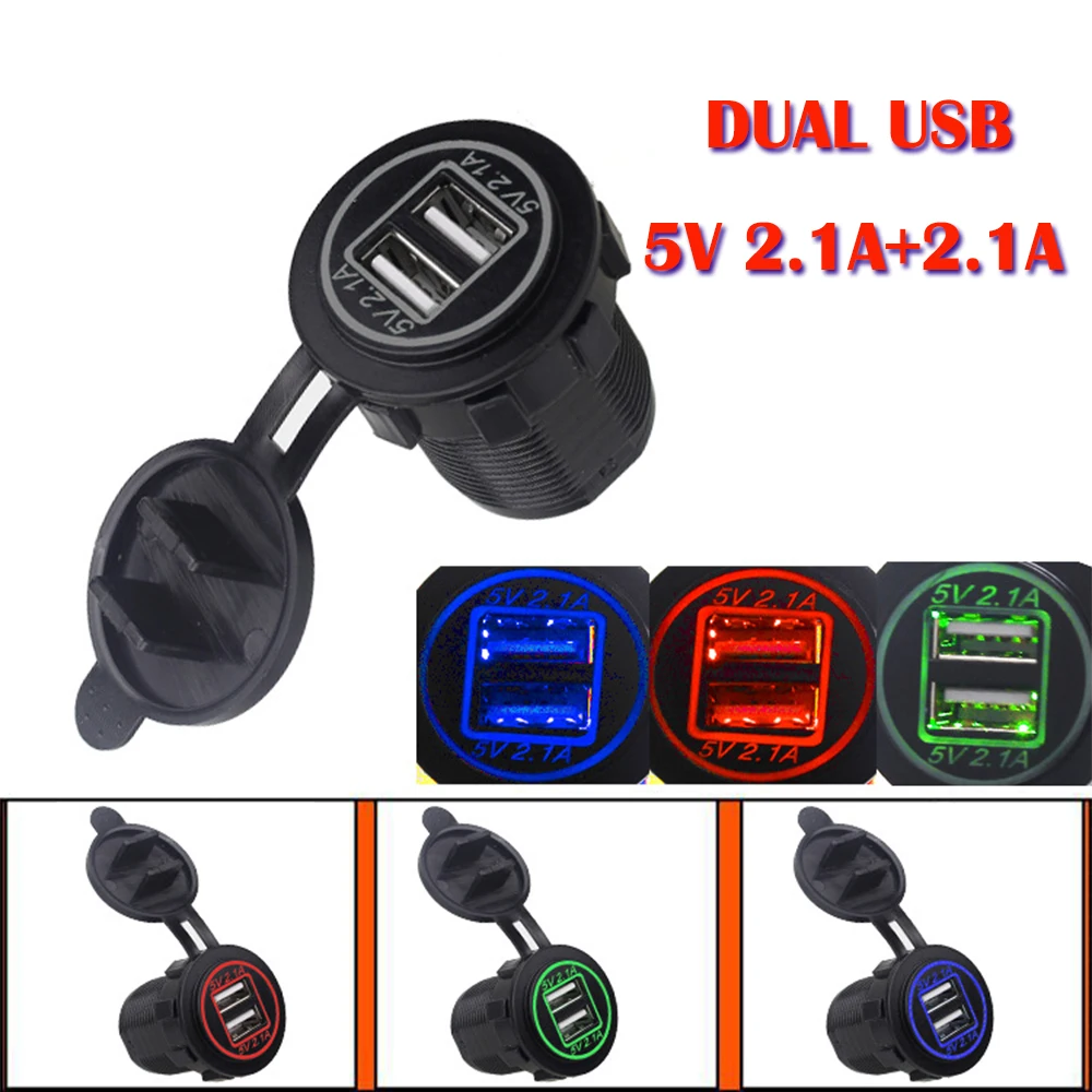 2.1A + Dual USB Зарядное устройство гнездо Мощность розетка адаптер 5В