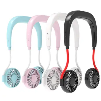 

2019 Hands-free Neck Band Hanging USB Rechargeable Dual Fan Mini Air Cooler Summer Portable Level 3 wind Large battery capacity