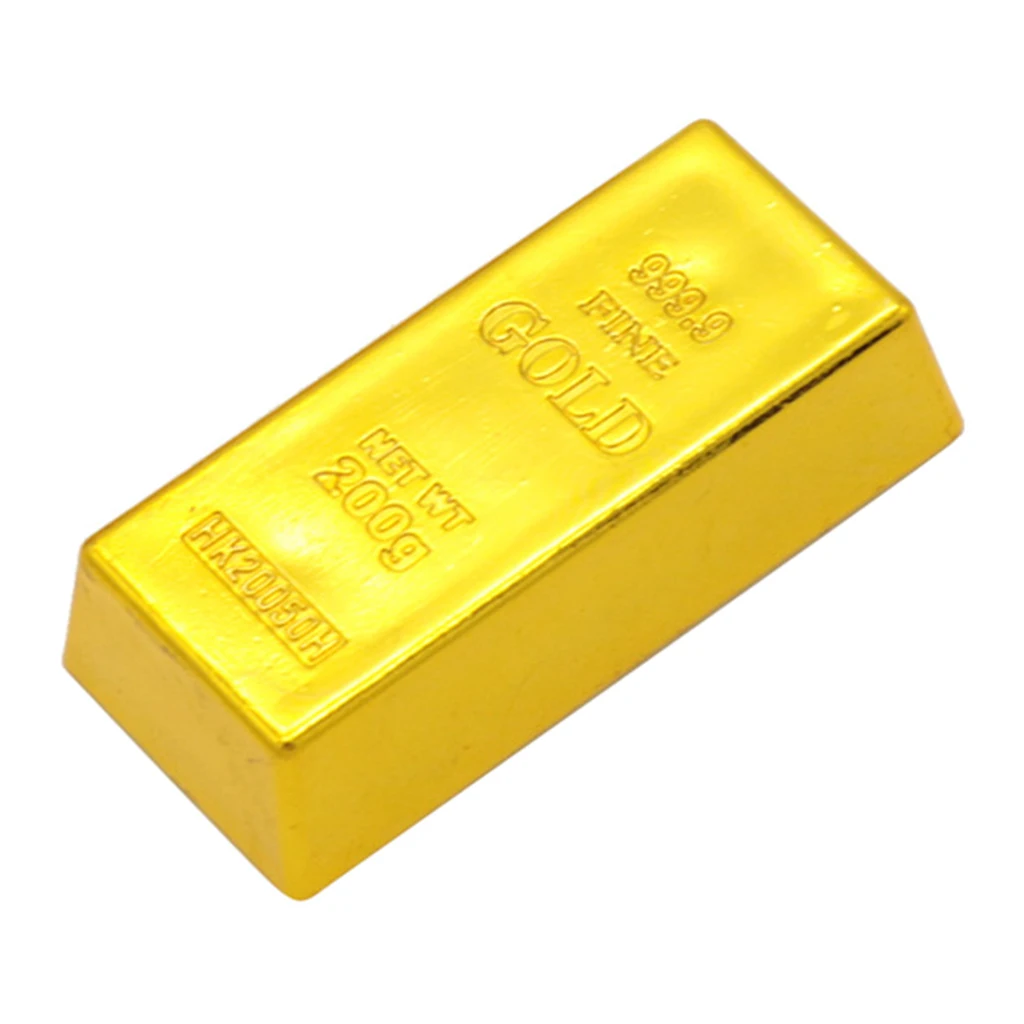 Fake Gold Bar Bullion Creative Fake Artificial Gold Bar Prop Plastic Golden Simulation