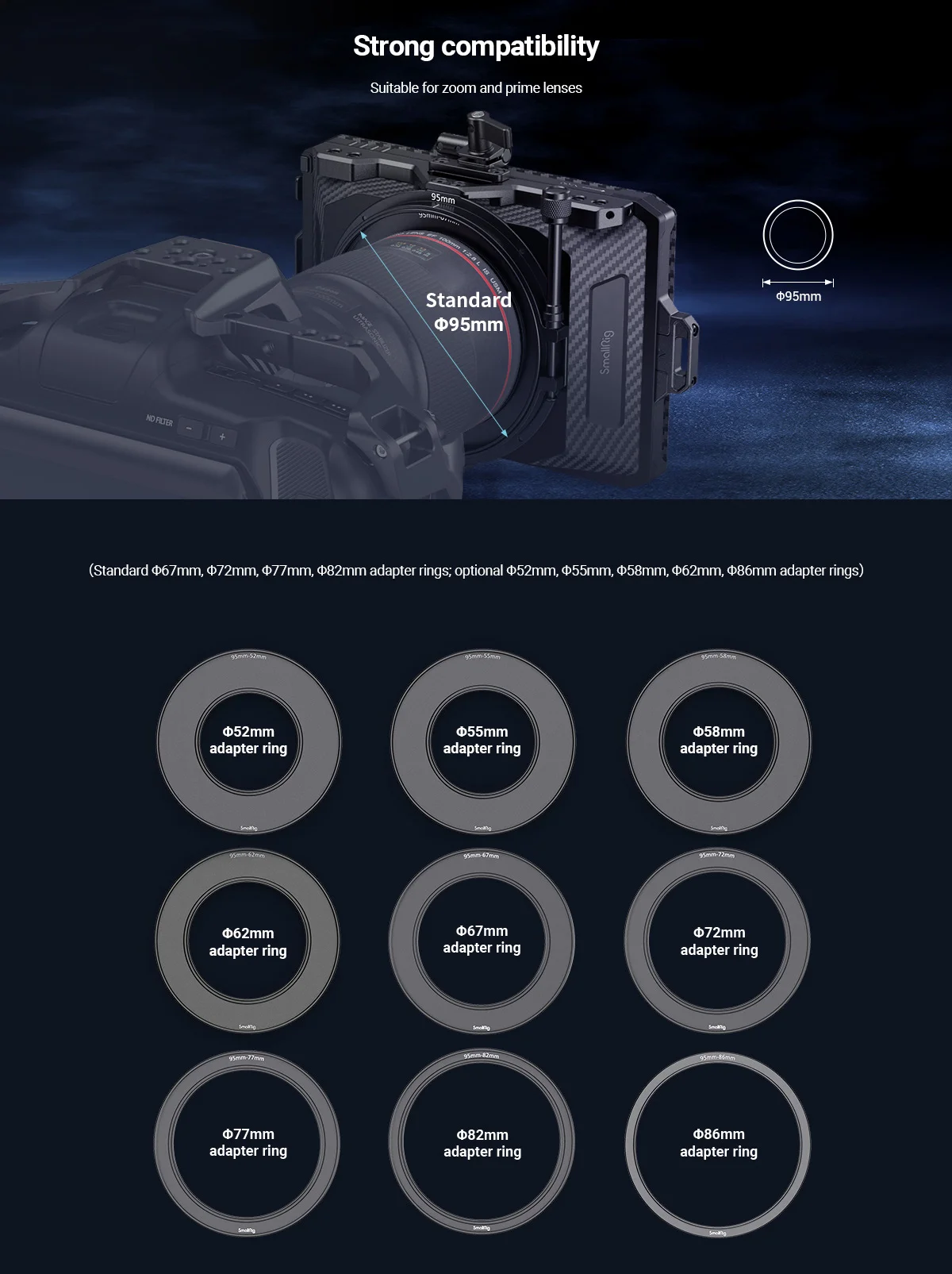 Description Picture 5 of itemSmallRig Mini Matte Box Pro Mini Follow Focus for Mirrorless DSLR Cameras Compatible with 67mm/72mm/77mm/82mm/95mm Lens