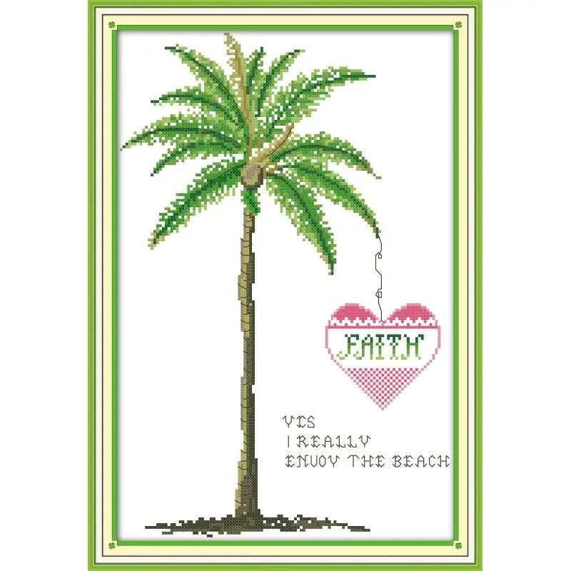 

Joy Sunday Love Tree Cross Stitch Printed Scenic Painting Floral 11CT 14CT Embroidery Printed Cross Stitch Kit on Canvas