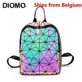 

[Ships from Belgium] DIOMO Fashion Women Backpack Luminous Shining Geometric Triangle Small Daypack for Girls Bagpack rugzak