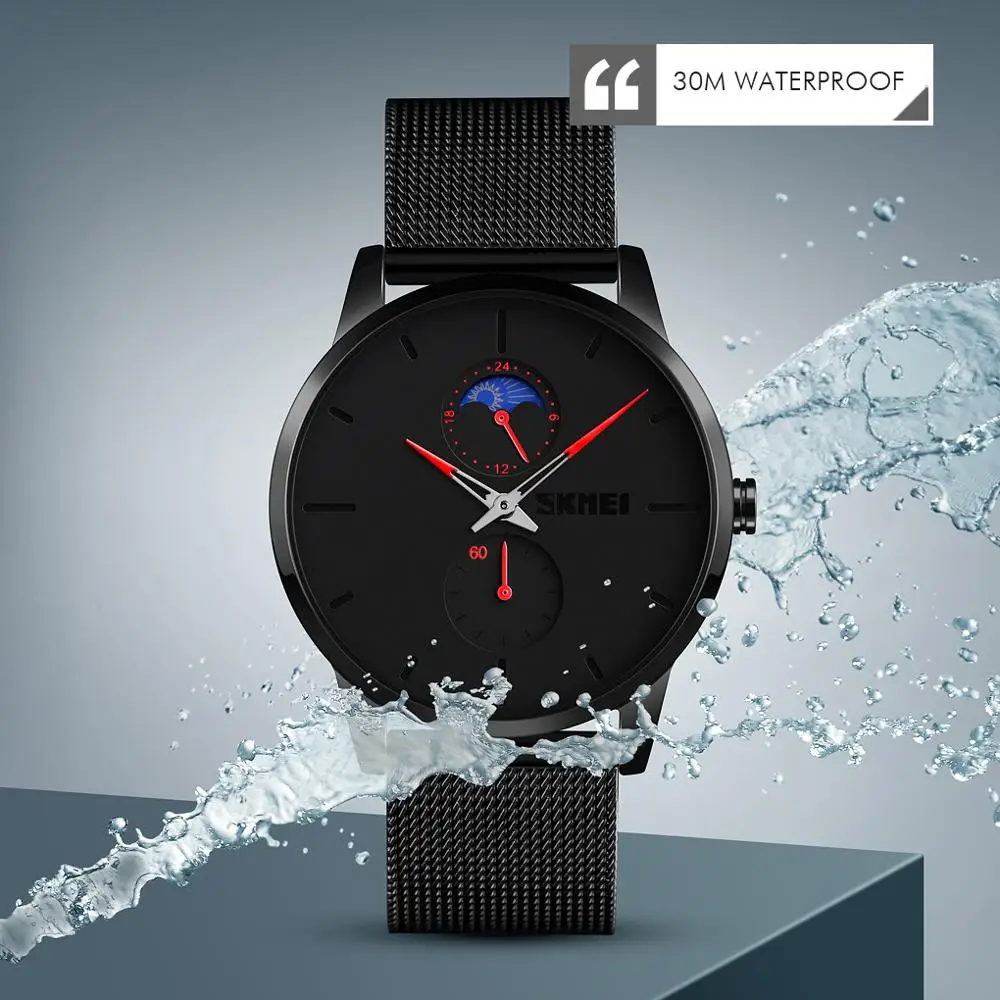 Кварцевые мужские часы SKMEI, модные наручные часы из нержавеющей стали, водонепроницаемые, с дисплеем даты, браслет, мужские часы, кварцевые мужские часы s