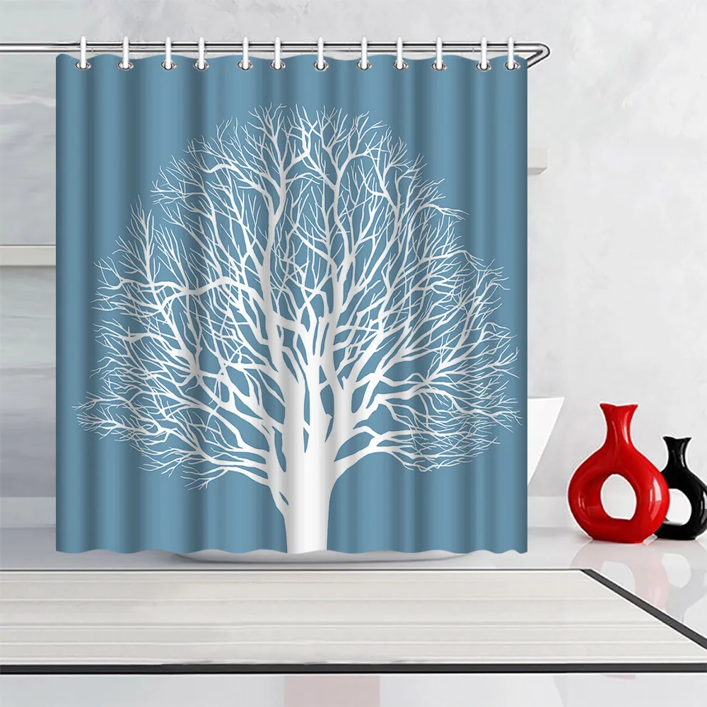 

Waterproof Shower Curtain Tree Printe Polyester Fabric Photo Custom Bath Curtain for Bathroom Decor with Hooks 180x180cm Cortina