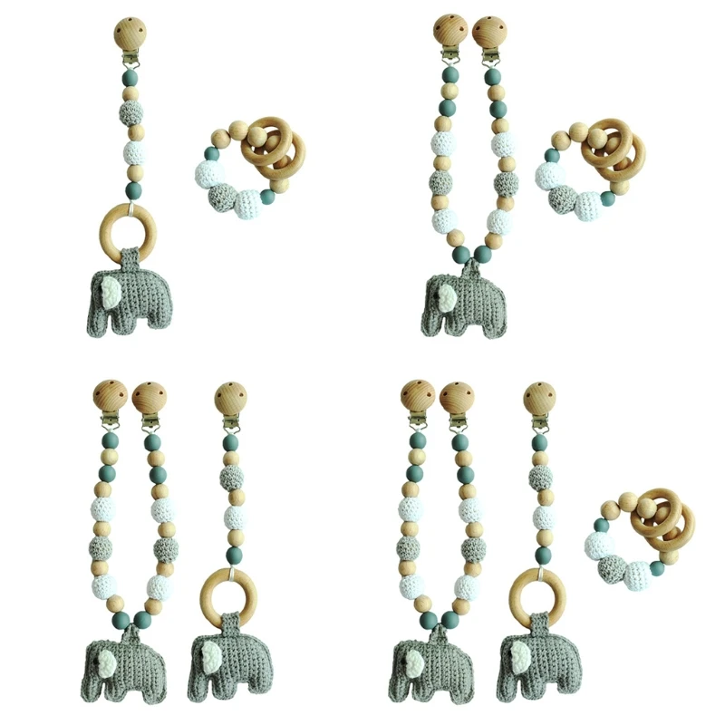 

3Pcs Baby Stroller Clip Hanging Pendant Rattle Pacifier Chain Bracelet Teether R2JF
