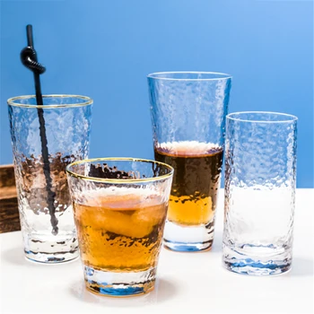 

Colorful hammermesh glass cup high borosilicate thickened household green tea cup milk beer drink juice cup