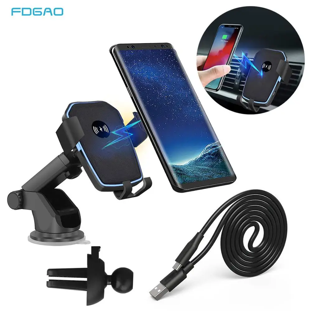 

FDGAO Qi Car Wireless Charger for iPhone X XS XR 8 Plus Samsung S9 S10 Mobile Phone Charger 10W Fast Charging Car Phone Holder