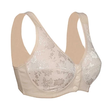 

Solid Lingerie Leisure Breathable Soft Bras Size 36-44 Women Wire Free Front Button Bra Plus Size Bra Comfort Cotton Bra