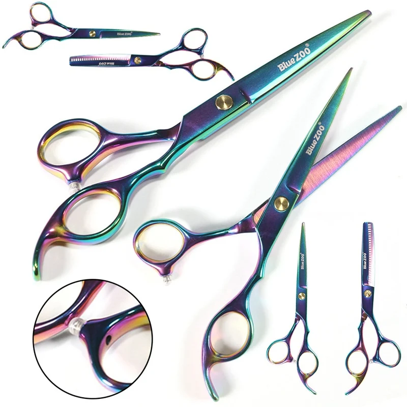 6 Inch Cutting Thinning Styling Tool Hair Scissors Stainless Steel Salon Hairdressing Shears Regular Flat Teeth Blades