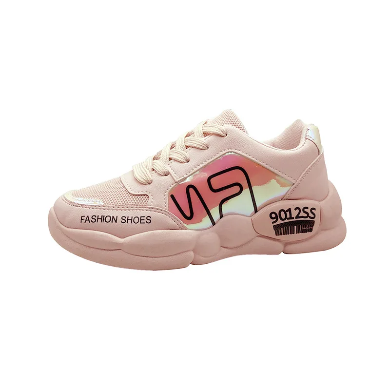 

Harajuku Versatile Trendy Shoes Pu Cross Straps Deep Mouth Platform Lace-up round-Toe Sports Footwear Semi-high Heeled Running S