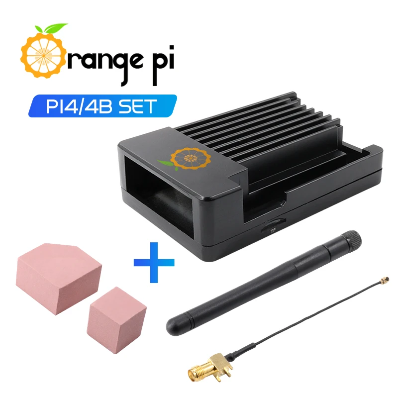 Protective-Case Orange Pi Aluminum-Alloy Opi4/4b-Boards Black Antenna Adhesive Conductive