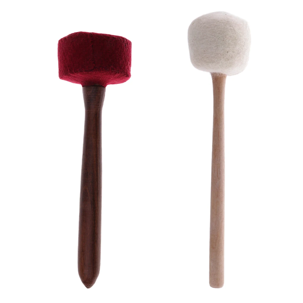  2pcs Handmade Felt Wood Handle Striker Mallet Tibetan for Singing Bowl Gong