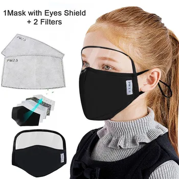 

Child Dusyproof Outdoor Face Protective Facemask With Eyes Shield + 2 Gaskets Topmask For Kids Boy Girl Fashion Face Caps