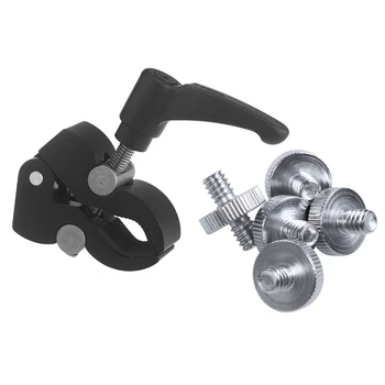 

6Pcs Camera Accessories: 1 Pcs Magic Arm Crab Pliers Clip & 5 Pcs 1/4 Inch Male to 1/4 Inch Male Threaded Screw Adapter