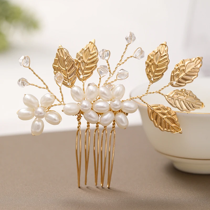 Perlmutt Haarkamm 2 teile/satz Frauen Accessoires Haarschmuck Braut Haarschmuck für Frauen Hochzeit Kopf Schmuck Dekoration – Detail 8