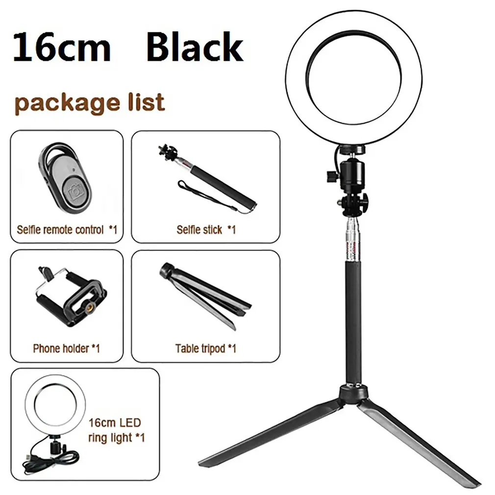 

Dimmable LED Selfie Ring Light Youtube Video Live 3500-5500k Photo Studio Light With Phone Holder USB Plug Tripod.