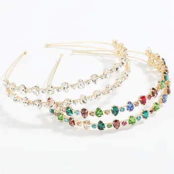 

Colorful Gem Shiny Crystal Headbands For Women Fashion Double Layer Rhinestone Jewel Bezel Hairbands Girls Hair Hoop Headwrap