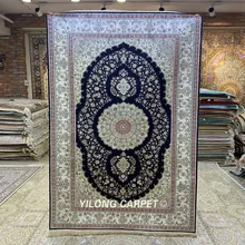 YILONG 4'x6' ручной завязанный синий роскошный ковер для гостиной турецкий Тебриз шелковые ковры(HF289B