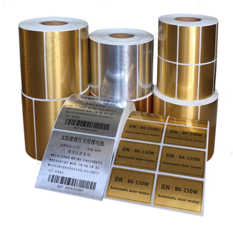 1Roll Brushed Gold Sticker PET Label Barcode Label Suitable for Thermal Transfer Printer Need Full Resin Carbon Belt