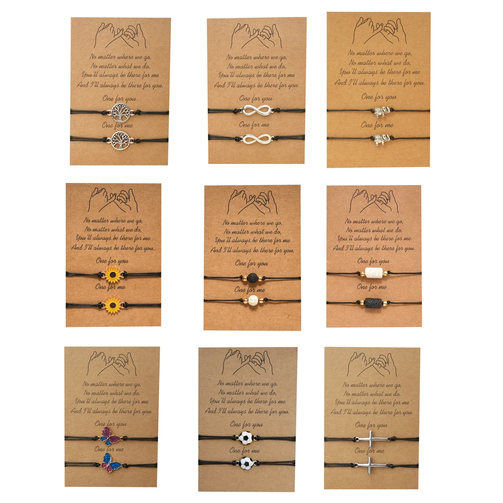 Bracelet Jewelry Boho DIY Charm 2pcs/set Volcanic Stone For Friendship Couples Women Man