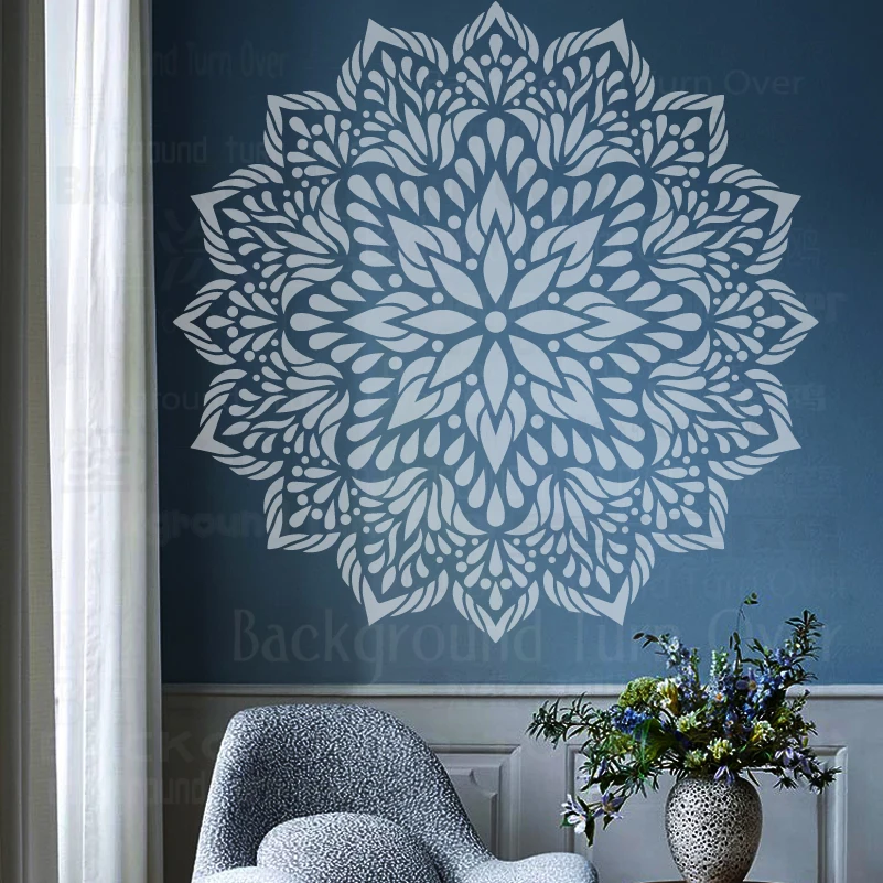 60cm - 100cm Stencil Mandala Extra Large per dipingere grandi fiori da  parete rotondi Vintage pareti di mattoni modelli decori S096
