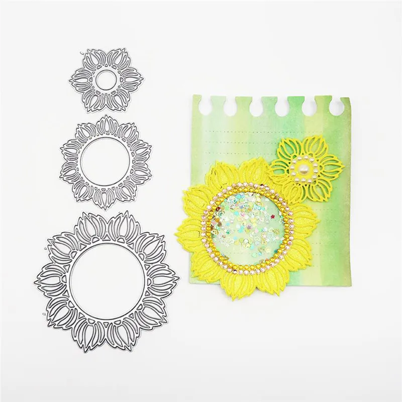 

Eastshape 3pcs Sunflower Metal Cutting Dies Nested Dies New 2019 DIY Scrapbooking Stamps Craft Embossing Making Stencil Template