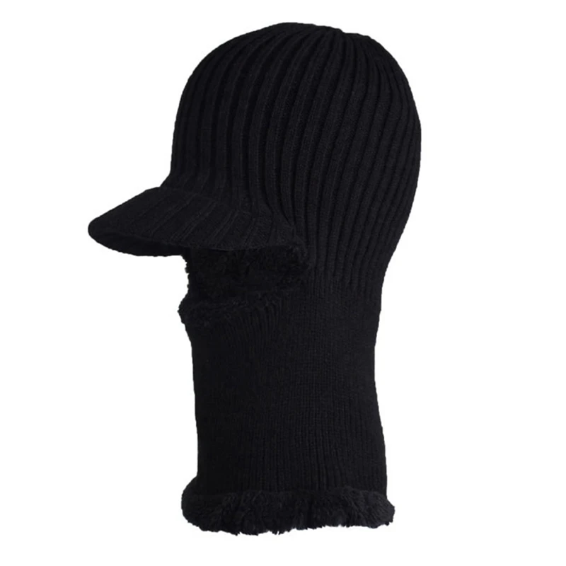 Балаклава маска Gorras Bonnet вязаная шапка зимние шапки для мужчин Skullies Beanie шапка зимняя шапка для мужчин и женщин шерстяной шарф шапка s комплект - Цвет: BK
