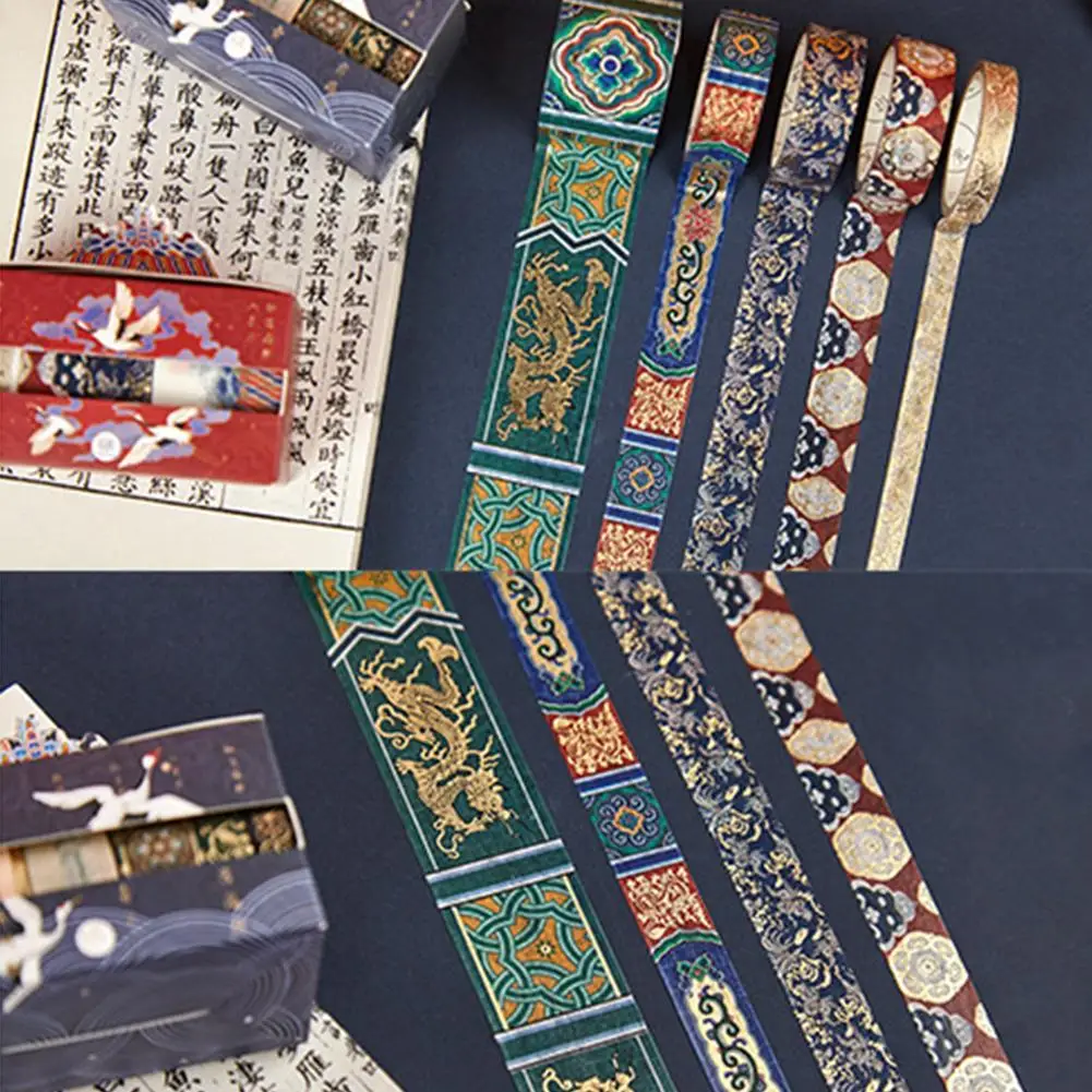5 шт./компл. декоративные Ретро Divine Gold Васи клейкие ленты Набор японских бумажных наклеек Скрапбукинг винтажный клей вагитape стационарный