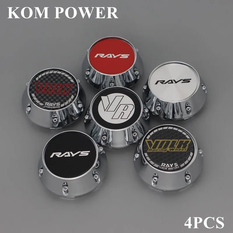 

KOM 4pcs 68/62mm clip center cap on wheels covers cap for rays volk logo sticker emblem car styling modified trim Hub Cap