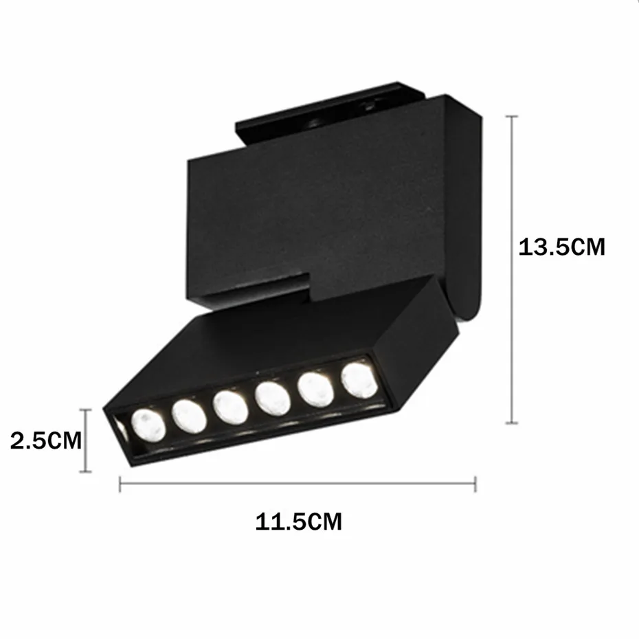 [DBF] 6 Вт 12 Вт COB светодиодный Трековый светильник Точечный светильник потолочный рельсовый светильник декоративный Светодиодный точечный светильник Трековый светильник для магазина - Испускаемый цвет: 12W Black