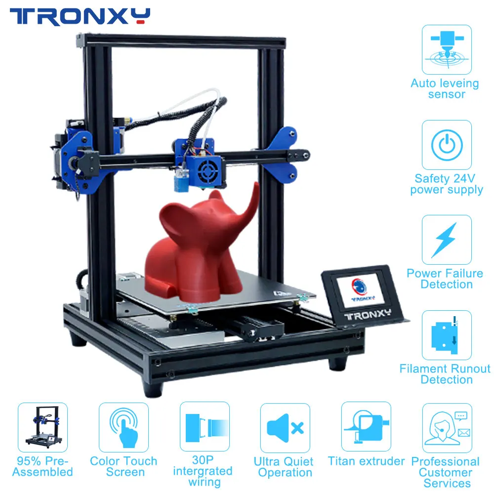 

2019 Tronxy 3D Printer XY-2 Pro Auto Leveling Fast Assembly Upgraded Hotbed Size 255*255mm Resume Power Failure Print New