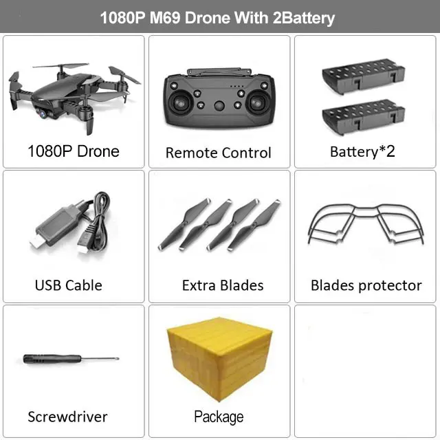 1080MP Black 2B FB HGIYI M69G Радиоуправляемый Дрон Квадрокоптер с камерой 4K HD широкоугольный Дрон wifi FPV оптический поток складной вертолет селфи Дрон Vs E58 - Цвет: 1080MP Black 2B FB